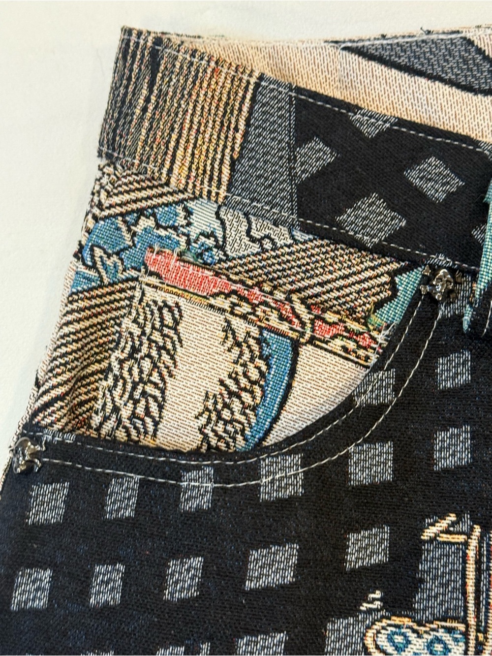 Ukiyo-e Samurai Tapestry Cargo Pants Sz 30 NWT Rebel Vengeance Y2K - Picture 7 of 16